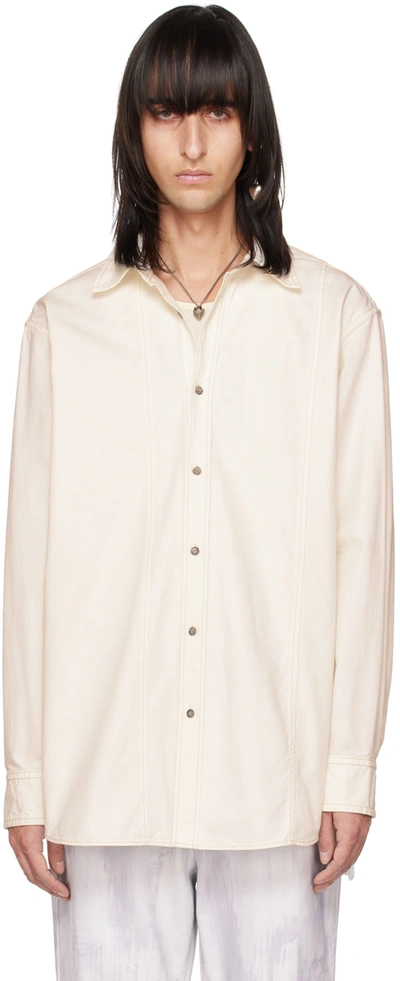 Shop Acne Studios Ssense Exclusive White Denim Shirt In Ecru Beige