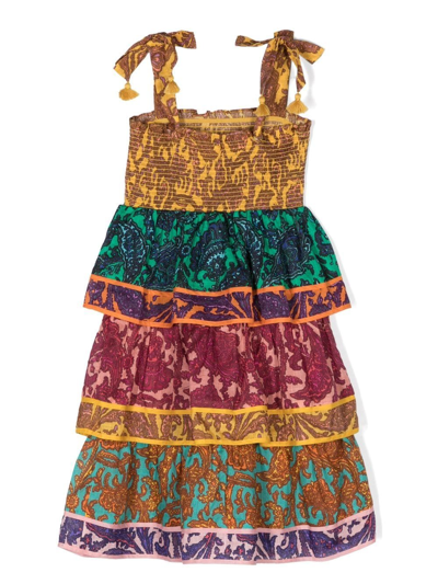 Shop Zimmermann Sleeveless Tiered-skirt Dress In 蓝色