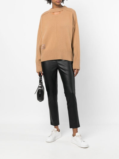 Shop Each X Other Cut-out Detail Round-neck Jumper In Brown