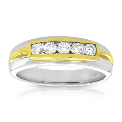 Vir Jewels 1/2 Cttw Men's 5 Stone Diamond Engagement Ring 14k Two Tone Gold Si Clarity In White