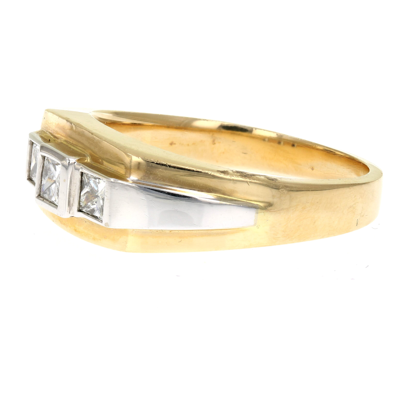 Vir Jewels 1/2 Cttw 3 Stone Princess Si Men's Diamond Engagement Ring 14k Two Tone Gold In Yellow