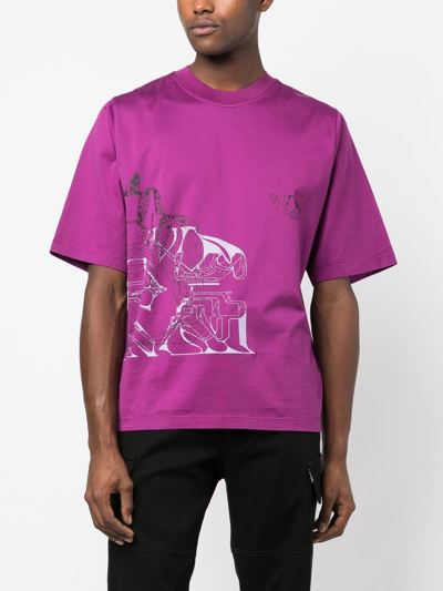Shop Stone Island Shadow Project Graphic-print Short-sleeve T-shirt In Purple