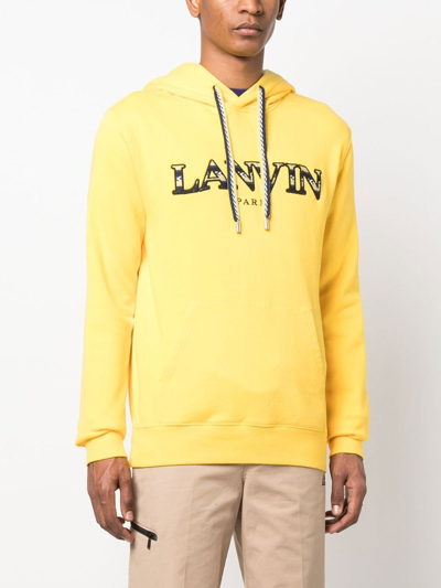 Shop Lanvin Logo-embroidered Hoodie In 黄色