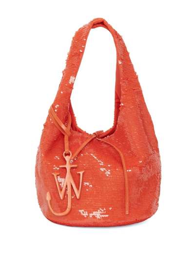 Shop Jw Anderson Mini Sequin-embellished Bag In Orange