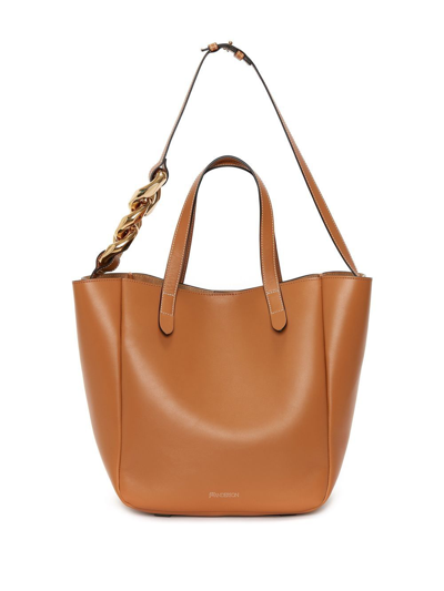 Shop Jw Anderson Chain Cabas Crossbody Bag In Brown