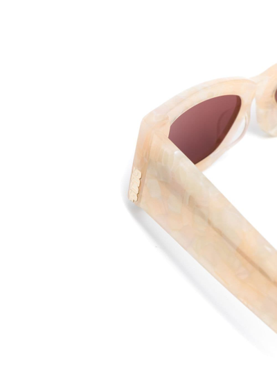 Shop Gcds Rectangular Tinted Sunglasses In Neutrals