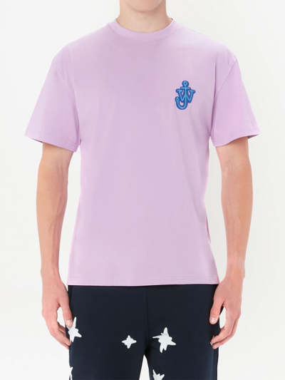 Jw Anderson Pink Logo Patch T-shirt In Purple