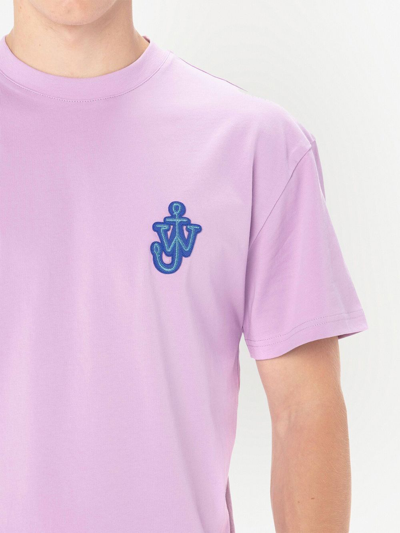 Jw Anderson Pink Logo Patch T-shirt In Purple