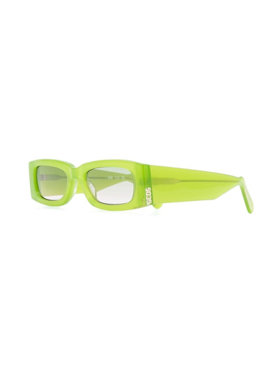 Shop Gcds Logo-plaque Square-frame Sunglasses In Green