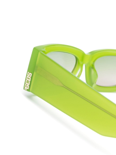 Shop Gcds Logo-plaque Square-frame Sunglasses In Green