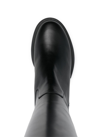 Stuart Weitzman Soho Calf-length Leather Boots In 黑色