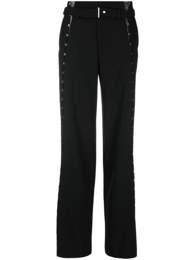 Shop Dion Lee Hook-detailed Wide Leg Trousers In 黑色