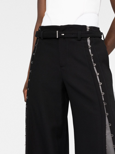 Dion Lee Hook-detailed Wide Leg Trousers In 黑色