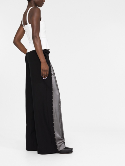 Dion Lee Hook-detailed Wide Leg Trousers In 黑色