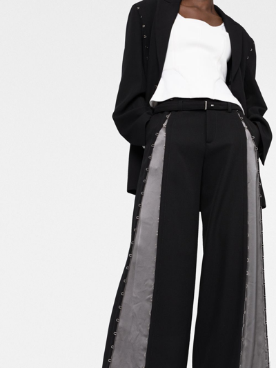 Dion Lee Hook-detailed Wide Leg Trousers In 黑色