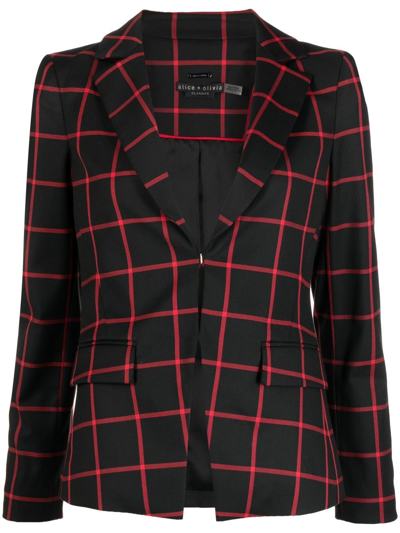 Shop Alice And Olivia Mya Grid-print Blazer In 黑色