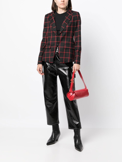 Alice And Olivia Mya Checked Twill Blazer In 黑色