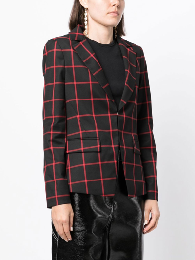 Shop Alice And Olivia Mya Grid-print Blazer In 黑色