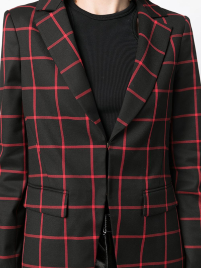 Alice And Olivia Mya Checked Twill Blazer In 黑色