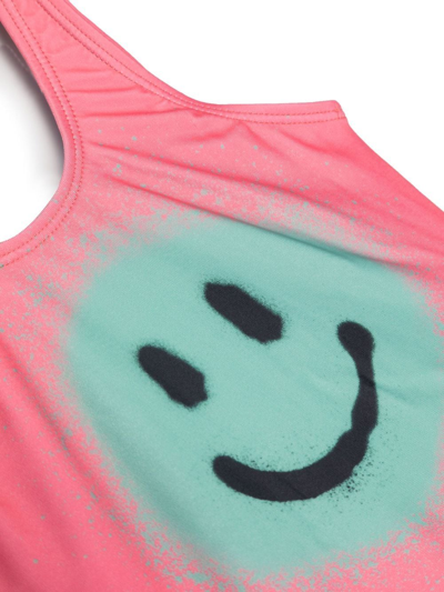 Shop Molo Smiley-face-print Swimsuit In 粉色