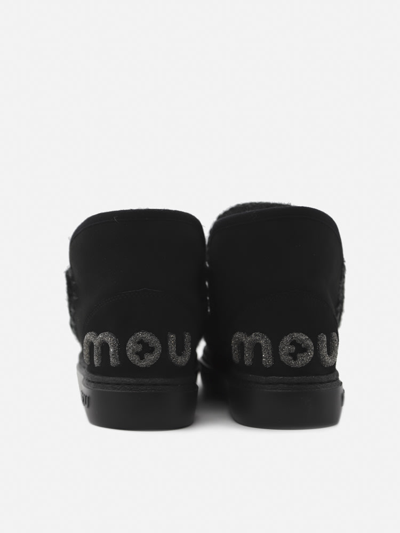 Shop Mou Eskimo Sneakers Ankle Boots With Glitter Logo In Black