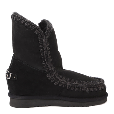 Shop Mou Eskimo Ineer Wedge Boots In Black