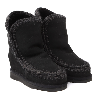 Shop Mou Eskimo Ineer Wedge Boots In Black