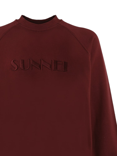 Shop Sunnei Logo Sweatshirt In Bordeaux