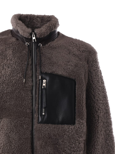 Shop Loewe Shearling Jacket In Tortora