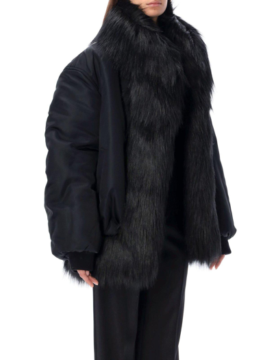 Shop Saint Laurent Oversize Bomber Jacket In Noir