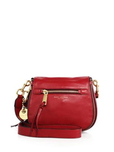 Shop Marc Jacobs Small Leather Saddle Bag In Ruby Rose