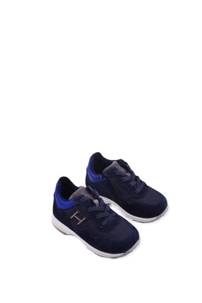 Shop Hogan Interactive Sneakers In Suede Leather In Blue