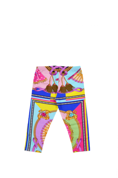 Shop Versace Cotton Leggings With Print In Multicolor