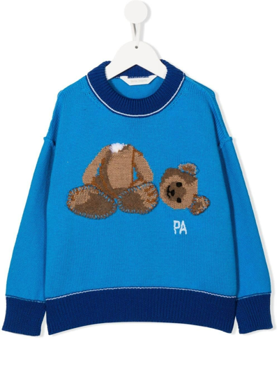 Shop Palm Angels Kids Light Blue Bear Sweater In Azzurro