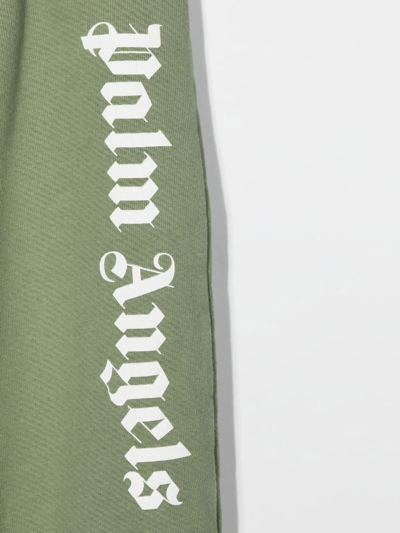 Shop Palm Angels Kids Light Green Joggers With Logo