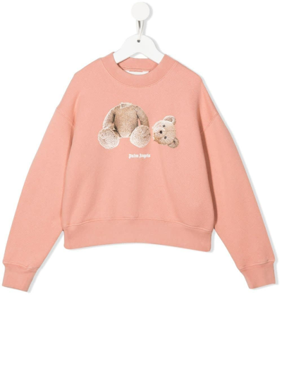 Shop Palm Angels Kids Pink Bear Sweatshirt