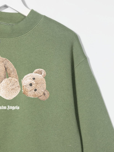 Shop Palm Angels Kids Light Green Bear Sweatshirt