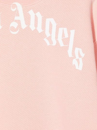 Shop Palm Angels Kids Pink Sweatshirt With Logo In Pink/white