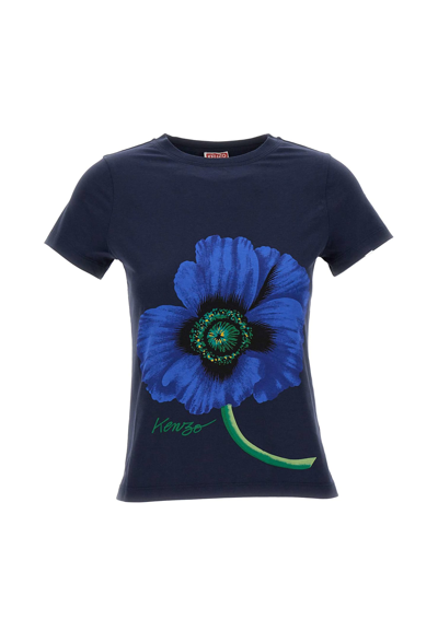 Shop Kenzo Paris Graphic Classic Cotton T-shirt In Blue