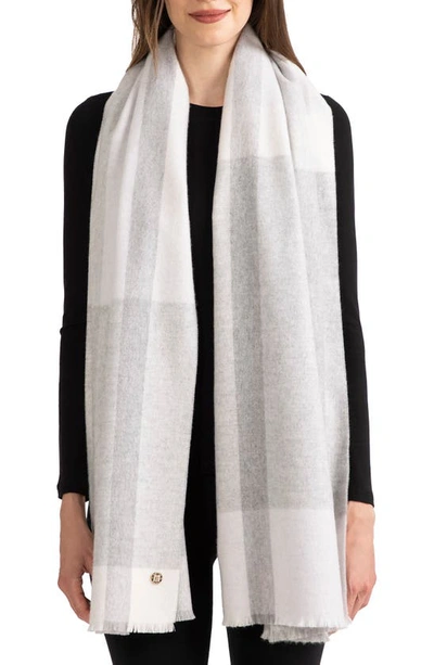Bruno Magli Plaid Cashmere Scarf In Grey