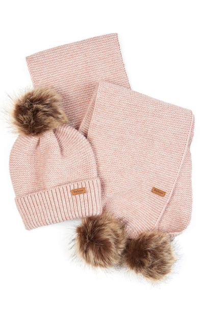 Barbour Swinley Beanie & Scarf Gift Set In Pink | ModeSens