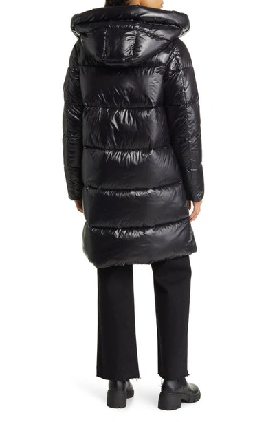Shop Save The Duck Isabel Quilted Water Resistant Longline Puffer Coat In Black