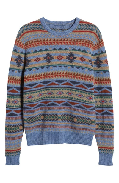 Shop Faherty Doug Good Feather Fair Isle Wool Sweater In Blue Winter Night