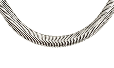 Allsaints Flat Link Collar Necklace In Rhodium