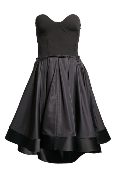 Shop Proenza Schouler Mixed Media Virgin Wool Blend & Taffeta Bustier Dress In Black