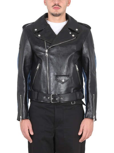 Alexander Mcqueen Men's Combo Biker Jacket In Black
