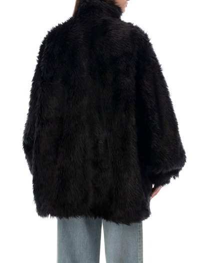 Shop Balenciaga Eco-fur Zipped Jacket In Nero