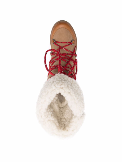 Isabel Marant Nowly Shearling-lined Textured-leather And Suede Snow Boots In Brown