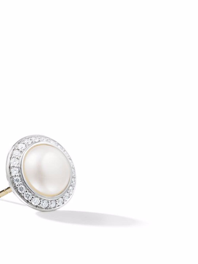 Shop David Yurman 8mm Sterling Silver Petite Cerise Pearl And Diamond Stud Earrings
