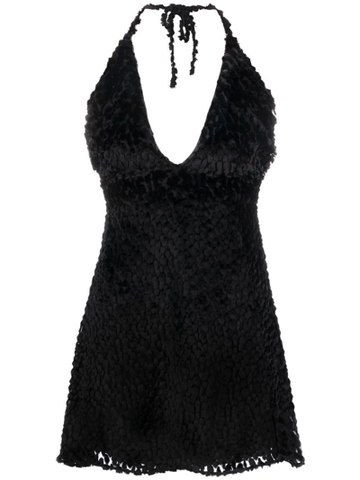 Shop Saint Laurent Halterneck Minidress In Black